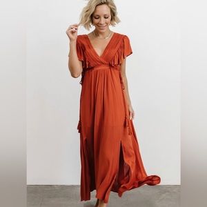 Baltic Born Jennifer Deep V Maxi Dress Rust - NWOT size L